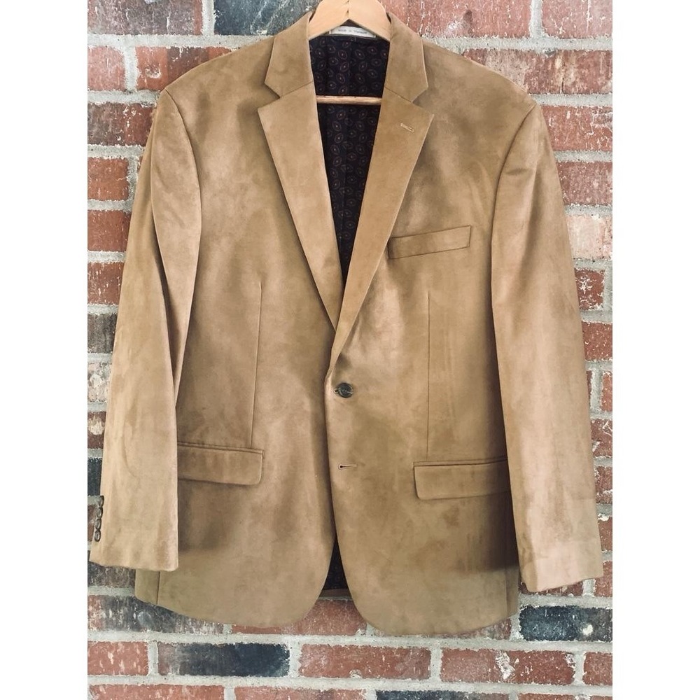 CHAPS Men's Faux Suede Camel Tan Blazer Sport Coat Jacket Size 42R